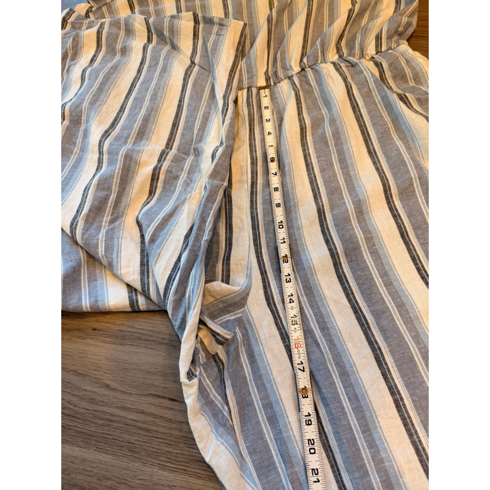 Women's LANE BRYANT Plus Size 24 Striped Jumpsuit Blue White Linen Blend Coastal - Picture 7 of 11